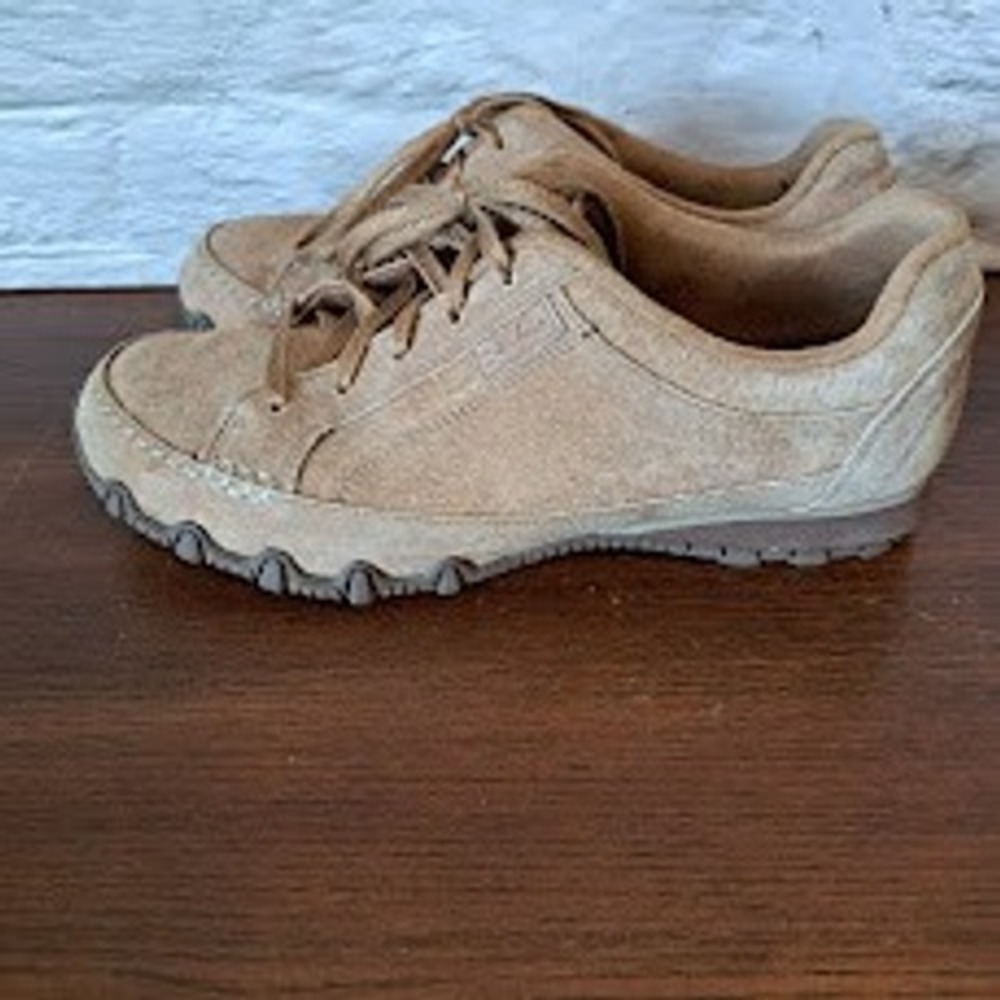 Skechers Bikers Zippier Tan Suede Walking Sneakers 49336 Womens 6.5 DSCH